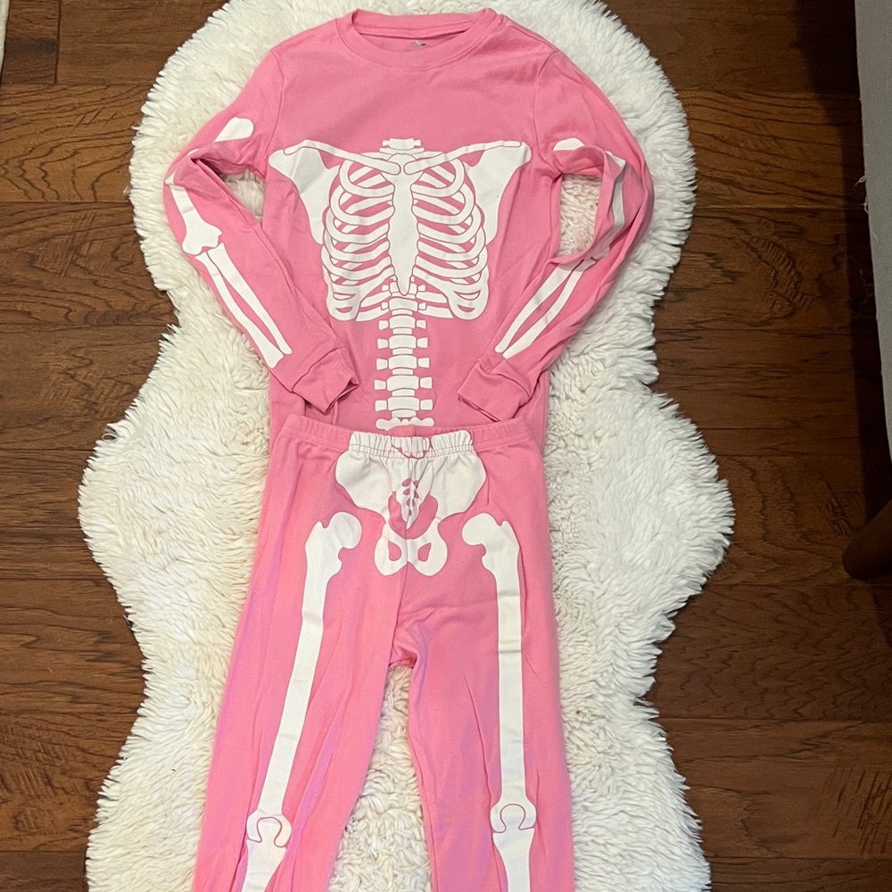 Pink Skeleton glow in the dark Kids pajamas!